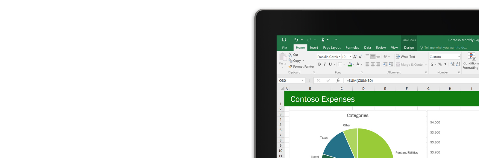 Screenshot of Excel 2016